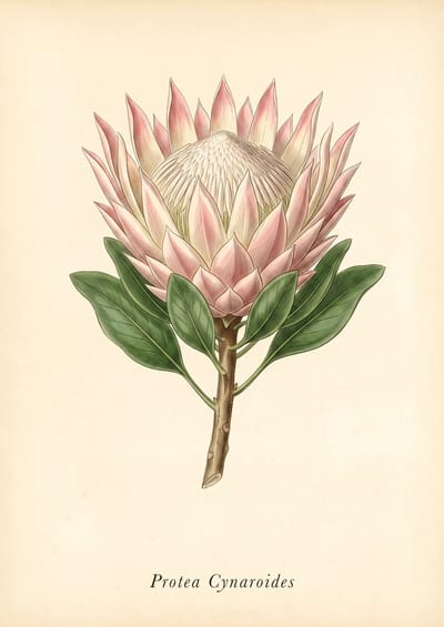 King Protea, to scale over a 210 cm sofa