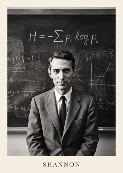 Claude Shannon, to scale over a 210 cm sofa