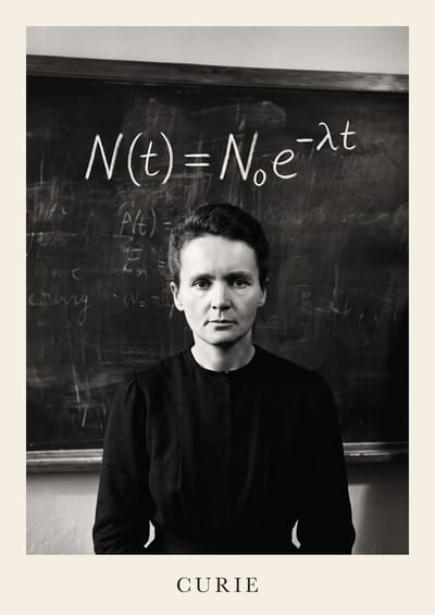 Marie Curie, to scale over a 210 cm sofa