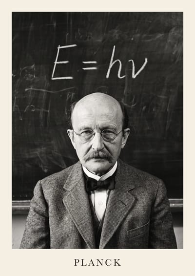 Max Planck, to scale over a 210 cm sofa