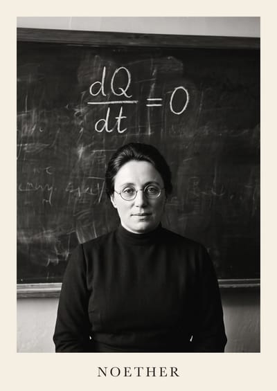 Emmy Noether, to scale over a 210 cm sofa