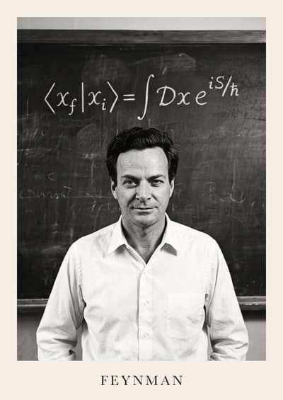 Richard Feynman, to scale over a 210 cm sofa