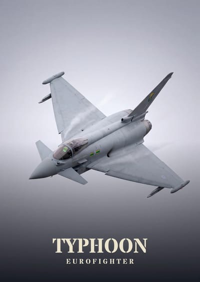 Eurofighter Typhoon, to scale over a 210 cm sofa