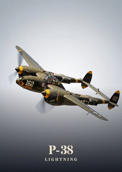P-38 Lightning, to scale over a 210 cm sofa