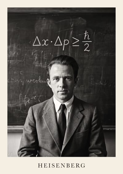 Werner Heisenberg, to scale over a 210 cm sofa