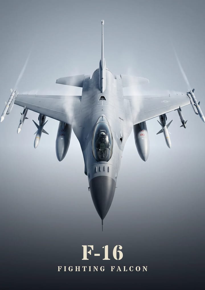 F-16 Fighting Falcon, framed