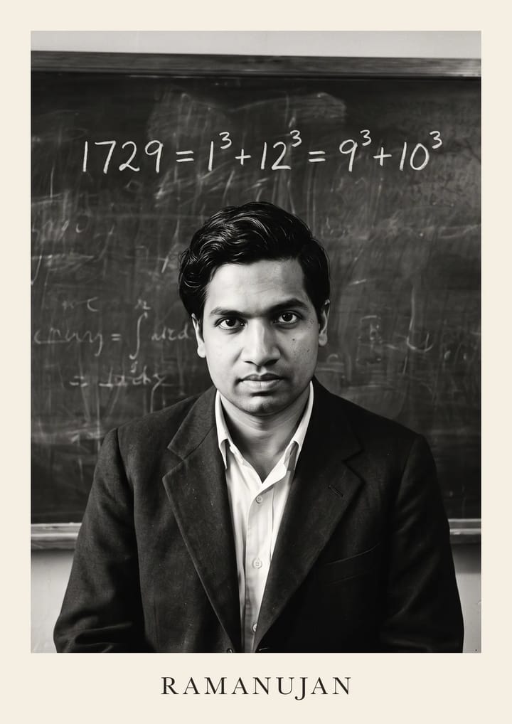 Srinivasa Ramanujan, framed