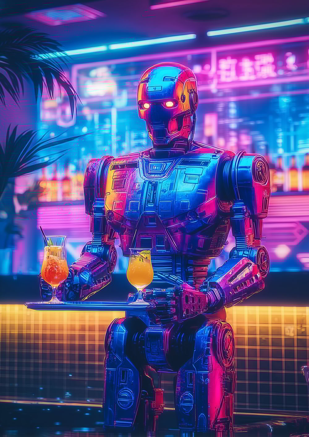 Neon Mixologist at the Cyber Lounge