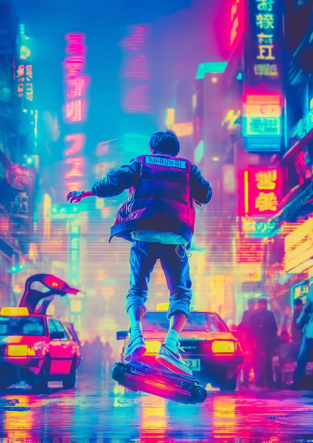 Hoverglide in Neon Rain